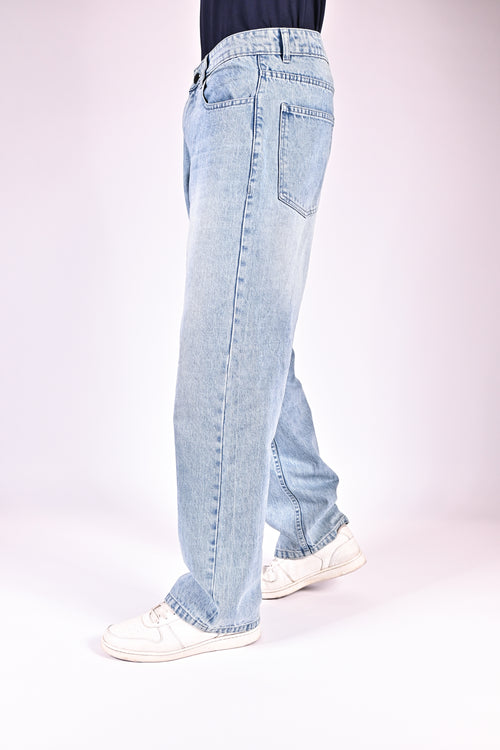 Mid Rise Wide Jeans - Light Wash